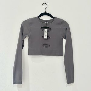 GARAGE Cut Out Long Sleeve Top - Charcoal